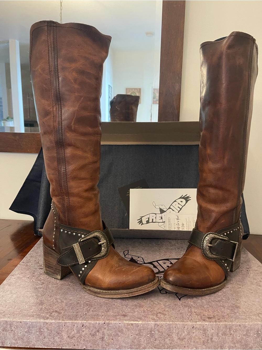 Freebird by Steven Sabina Cognac Tall Buckle Boots - Picture 2 of 8